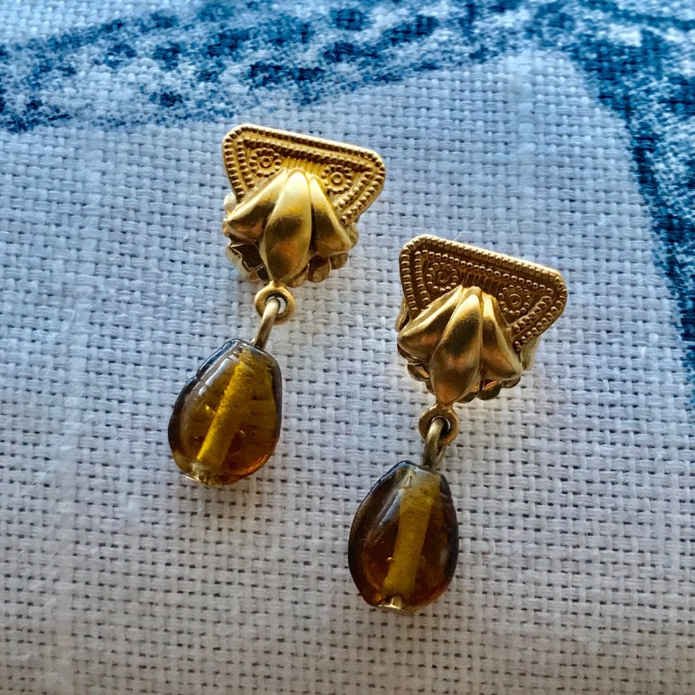 Celia Landman amber drop earrings